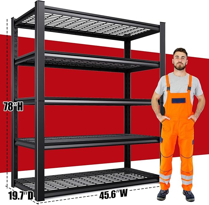 Set of 3 Garage Shelving-3000 lbs 5 Tier Storage Shelves, Adjustable Heavy Duty - Image 3