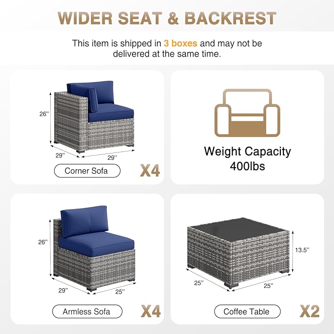 Aoxun Patio Furniture Sets, 10-Piece Outdoor Patio Furniture - Image 6