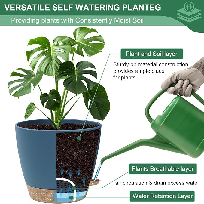 8/10/12 Inch Large Self Watering Pots - Image 6