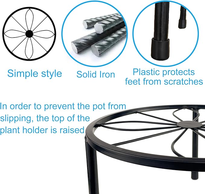 5 Packs Metal Plant Stand Indoor, Outdoor Black Plant Stand - Image 4