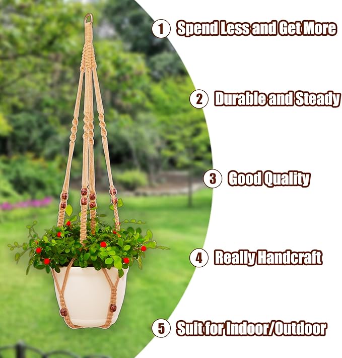 Macrame Plant Hanger Indoor Set, Hanging Planters - Image 3