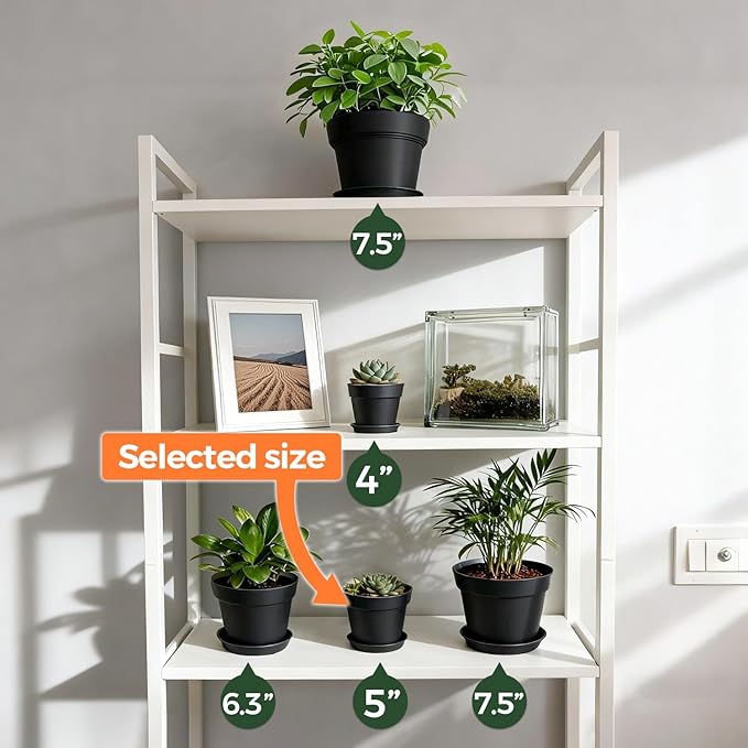 T4U 5 Inch Plant Pot 8-Pack, Plastic Pots - Image 5