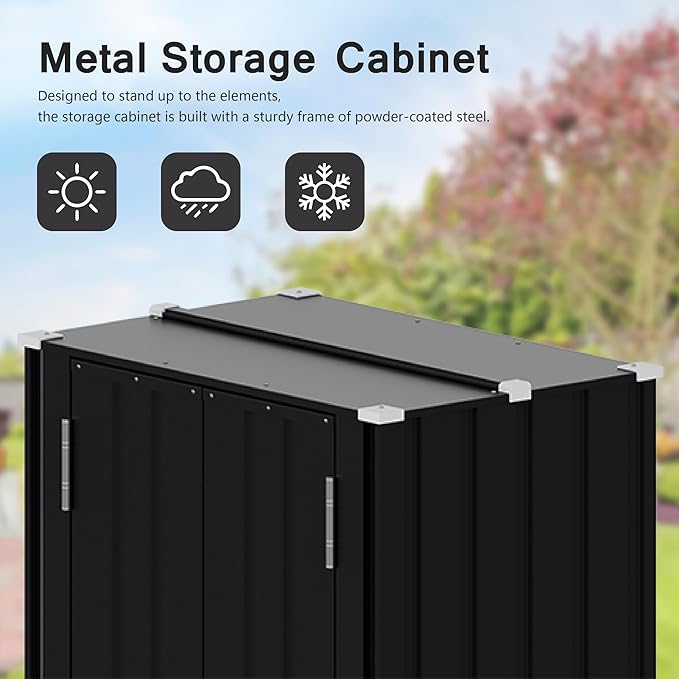 Devoko 28 Cuft Lockable Metal Storage Shed, Vertical Indoor Outdoor Tool Cabinet - Image 5