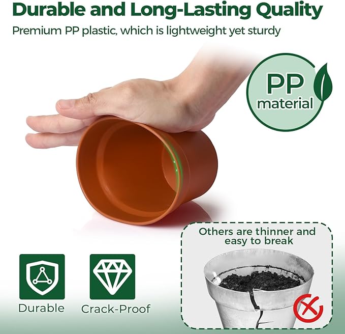 T4U 4 Inch Plant Pots 8-Pack, Small Flower Pots - Image 3