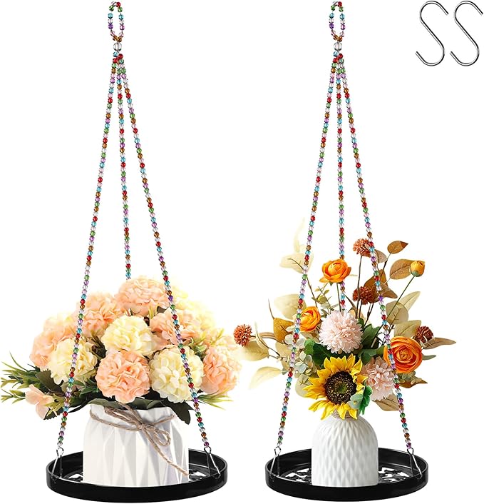 2-Pack Modern Boho Macrame Plant Hanger, 10/11 Inch Metal Hanging Planter Holder - Image 8