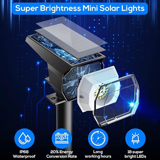 EIUIO Solar Outdoor Lights, 3 Lighting Modes Solar Spot Lights Outdoor - Image 3