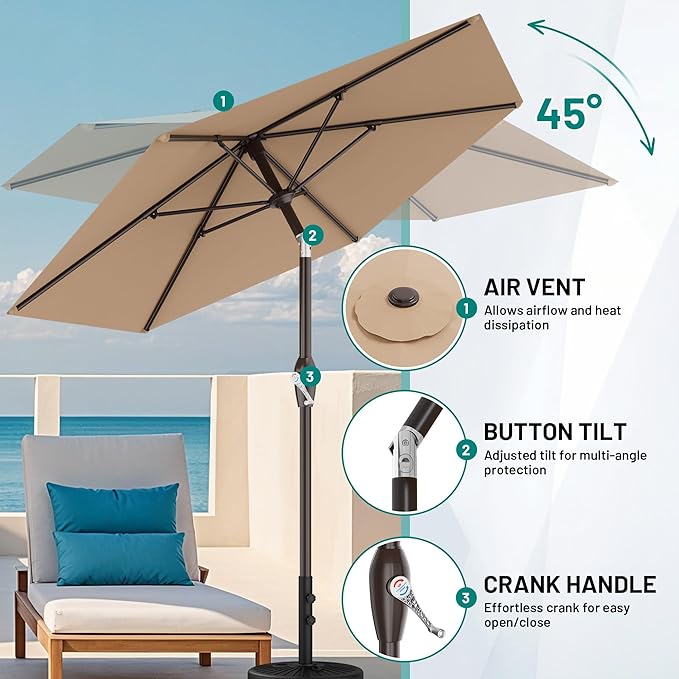 AreShark 7.5FT Patio Umbrella Table Market Umbrella - Image 3