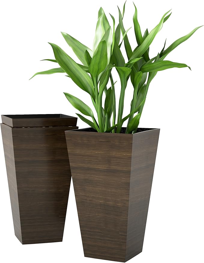 Outsunny Tall Planter for Outdoor Plants Set of 3, 28 Inch Taper Planter by Outsunny