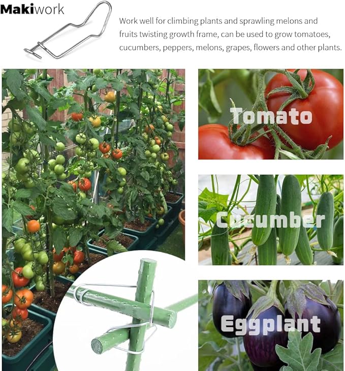 5/16 Inch 8mm Plants Vines Stakes Galvanized Steel Clips Garden Support Stakes - Image 4
