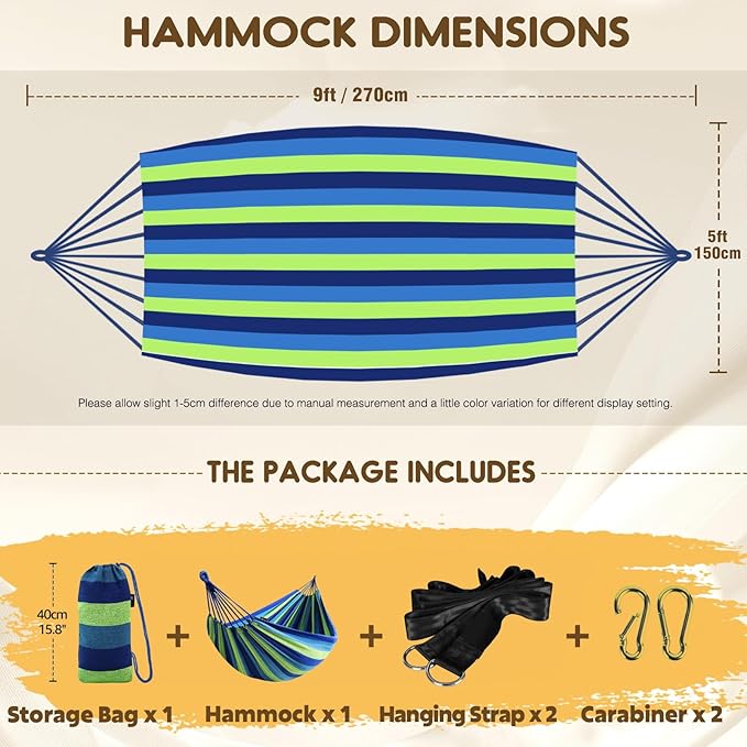 ANYOO Cotton Hammock Portable Camping Hammocks - Image 2