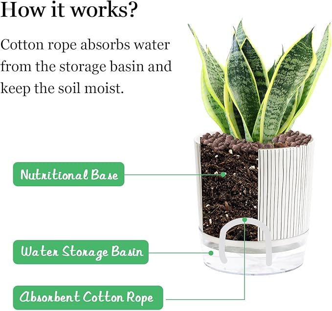 Self Watering Pots for Indoor Plants, 5 & 4 Inch Stylish Flower Pots - Image 3