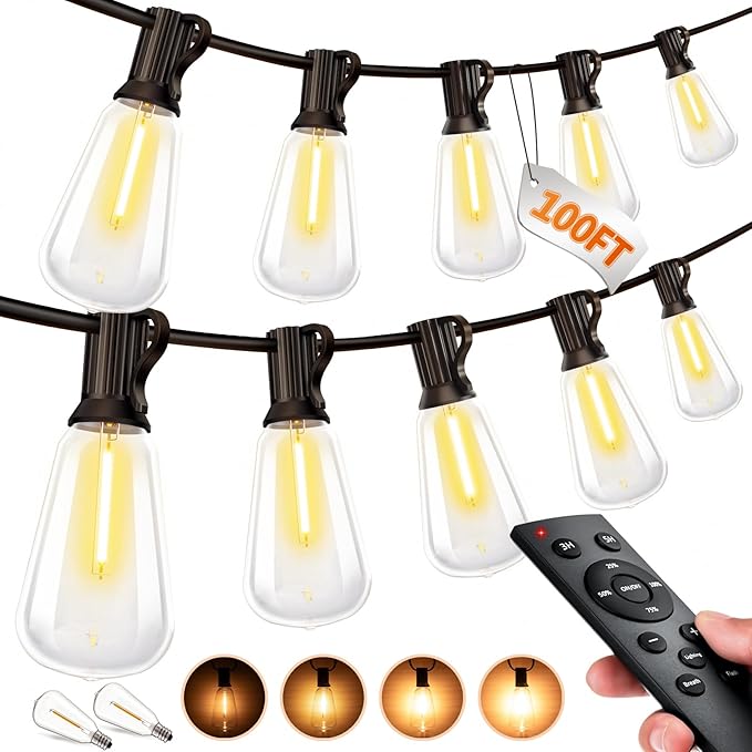 Outdoor String LED Patio Lights - 100Ft 30M Outside Waterproof Light by MGVIH