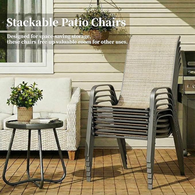 MAMIZO Patio Dining Chairs, Stackable All Weather Teslin Chair, Heavy Duty - Image 7