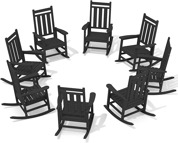 KINGYES Oversized Outdoor Rocking Chair Set of 8, All-Weather Patio Rocking by KINGYES