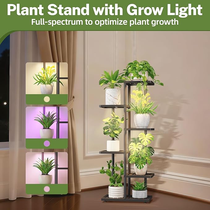 iDavosic.ly Plant Stand with Grow Light Indoor Outdoor, 5-Tier Tall Metal - Image 5