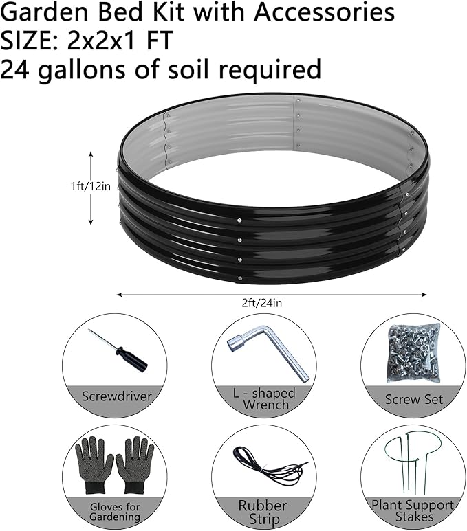 Galvanized Metal Planter Round Raised Garden Bed Kit - Image 2