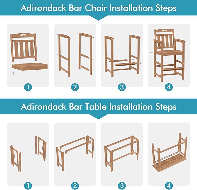 Ciokea Outdoor Bar Height Table Set of 5, Heavy-Duty All-Weather HDPE Patio Bar - Image 9