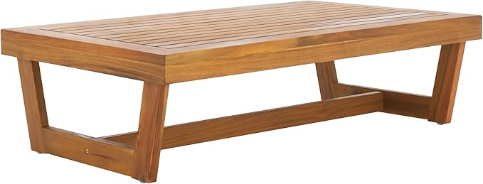 SAFAVIEH Outdoor Patio Furniture Collection Lynn Natural Brown Slatted Top - Image 4