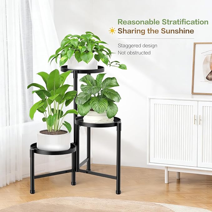 3 Tier Metal Corner Plant Stand Indoor Outdoor, Heightened widened 30'' Tall - Image 6