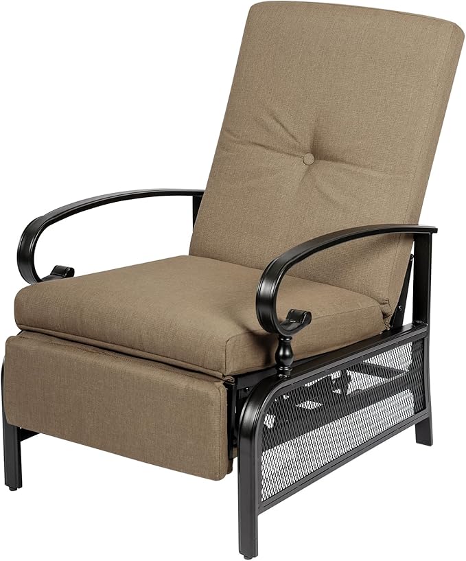Oakcloud Adjustable Outdoor Lounge Chair Metal Patio Relaxing Recliner Chair by OckcloudPatioFurniture