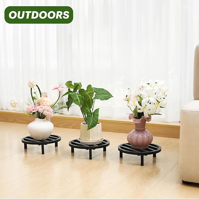 3 Pack 10.23 Inch Metal Plant Stands Outdoor, 240 LBS Capacity, Single Plant - Image 5