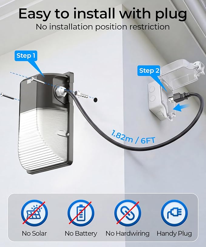 CINOTON 30W Plug in LED Wall Pack Light - Image 3