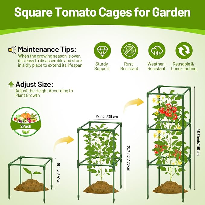 Legigo 2 Pack Square Tomato Cages - Image 2