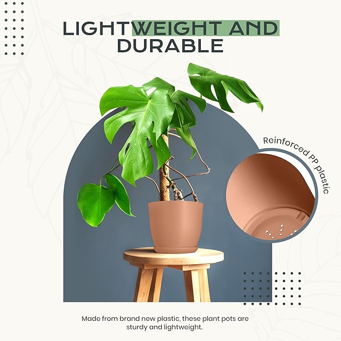 Utopia Home - Plant Pots Indoor - 7/6.6/6/5.3/4.8 Inches Home Decor Flower Pots - Image 6
