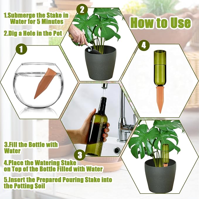 TINSKY 6 Sets Plant Watering Devices Terracotta Self Watering Spikes and 26 Oz - Image 6