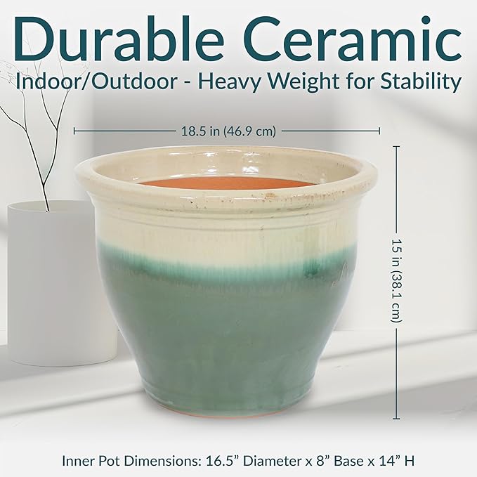 Sunnydaze Large Ceramic Plant Pot - Image 5