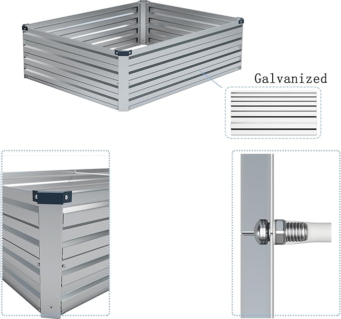 4×3×1FT Galvanized Raised Garden Bed Kit, Metal Planter Boxes, Large Raised - Image 3