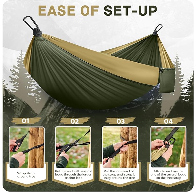 Camping Hammock Lightweight, Portable Hammocks Parachute Hammock - Image 4