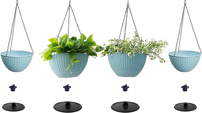 Hanging Planters for Outdoor Plants 8/10 Inch, ​4 Packs Hanging Flower Pot - Image 7