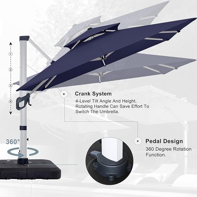 ABCCANOPY Patio Umbrella Cantilever Double Top Outdoor Offset Umbrella - Image 5