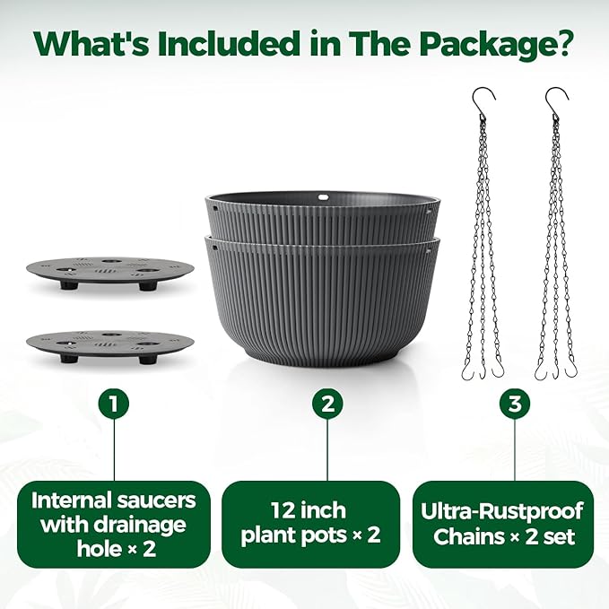 T4U 12 Inch Large Hanging Planters - Image 6