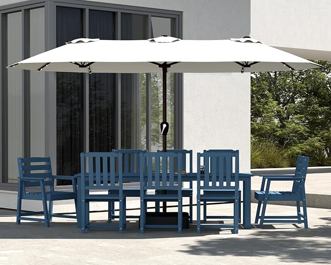 9-Piece Navy Blue Outdoor Dining Set - Image 8