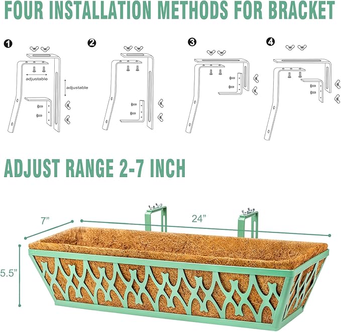 4 Pack 24 Inch Window Boxes Planters Railing Planter Box - Image 5