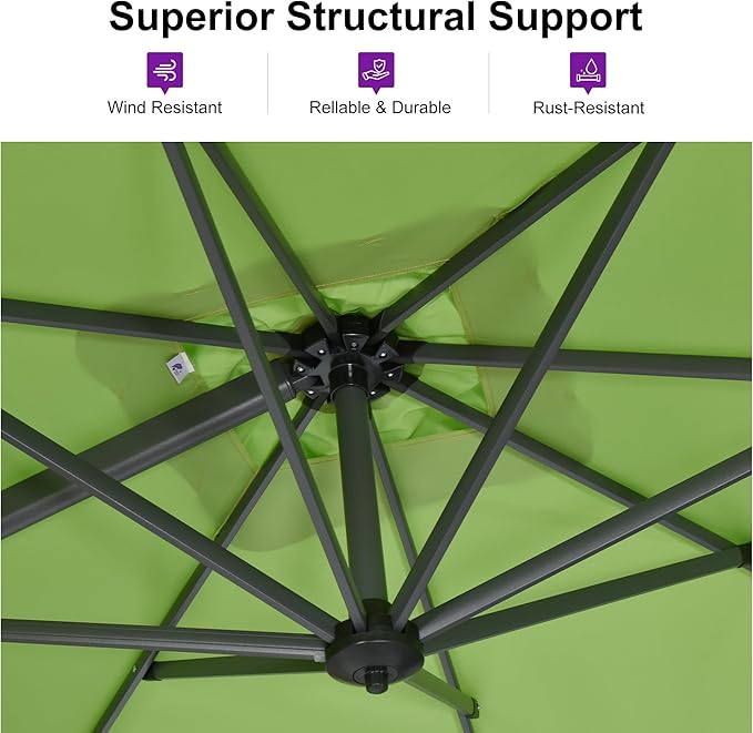PURPLE LEAF 10 Feet Square Cantilever Umbrella Patio Umbrella - Image 3