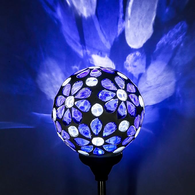 WNP Solar Garden Decorative Stakes Blue Outdoor Waterproof Mosaic Solar Powered - Image 4