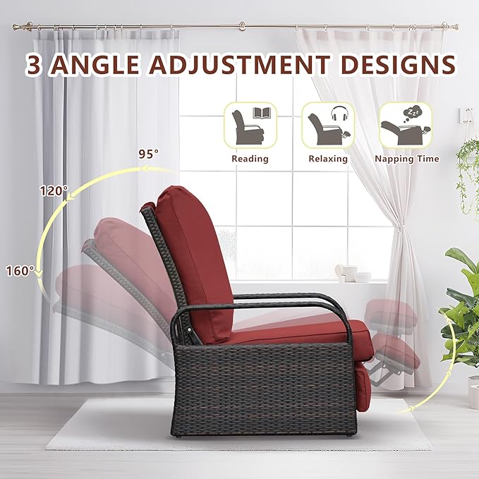 Outdoor Recliner, Outdoor Resin Wicker Patio Recliner Chair - Image 3