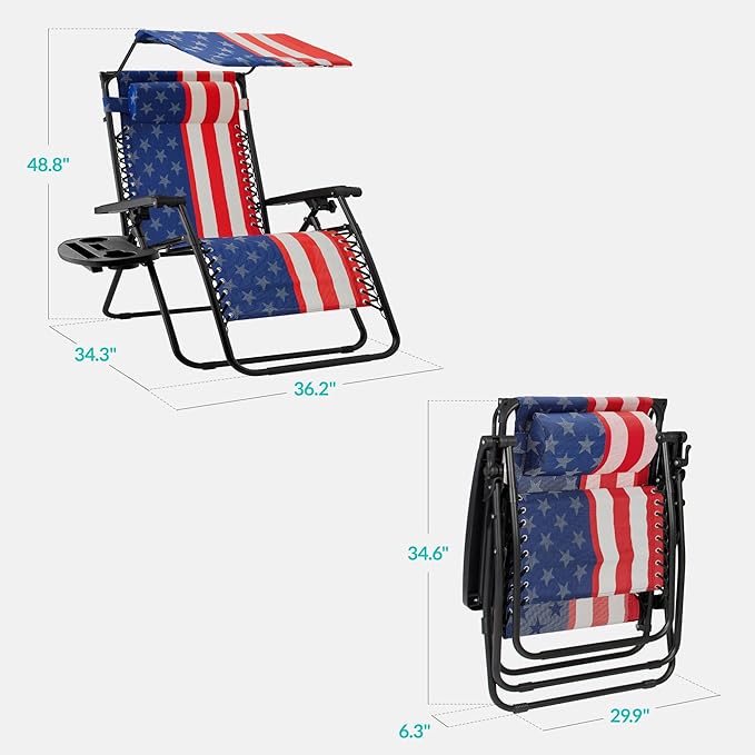 Best Choice Products 30” Wide Folding Zero Gravity Outdoor Recliner Patio - Image 2