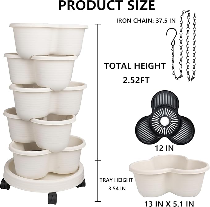 Hourleey Strawberry Planter, Stackable Gaden Tower - Image 2