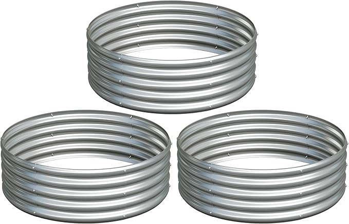 3PCS 3x3x1FT Galvanized Raised Garden Bed Kit, Vegetable Boxes-Round Metal by Yortrek