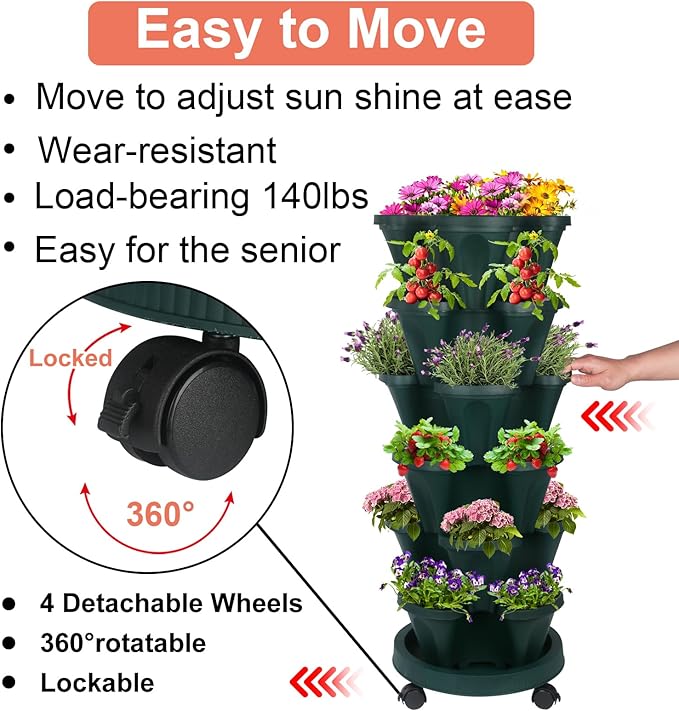 DUNCHATY Stackable Planter, Vertical Garden Planter - Image 2