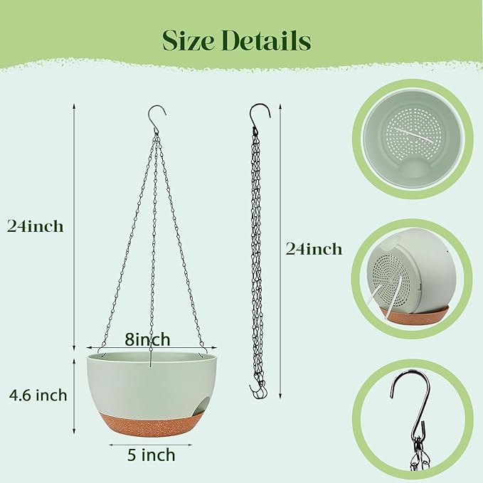 Set of 4-8 Inch Self Watering Hanging Planters - Image 2