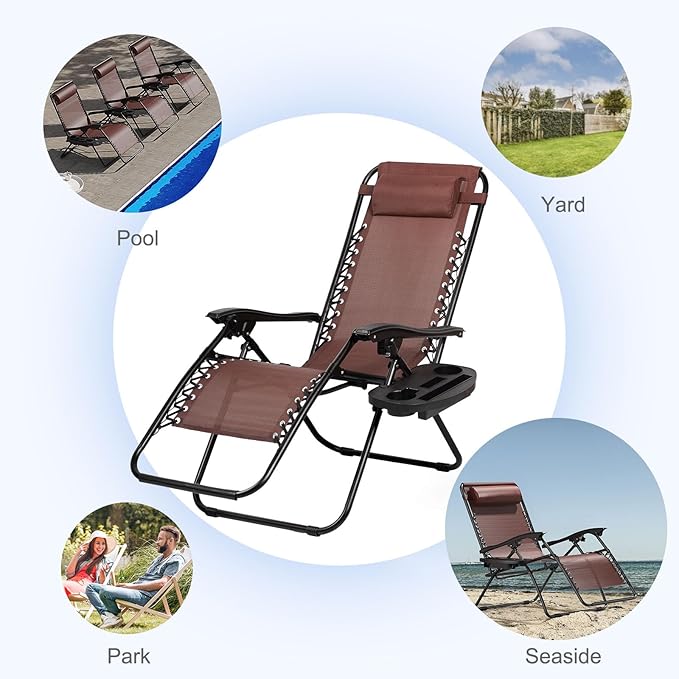Nazhura Set of 2 Relaxing Recliners Patio Chairs Adjustable Steel Mesh Zero - Image 5