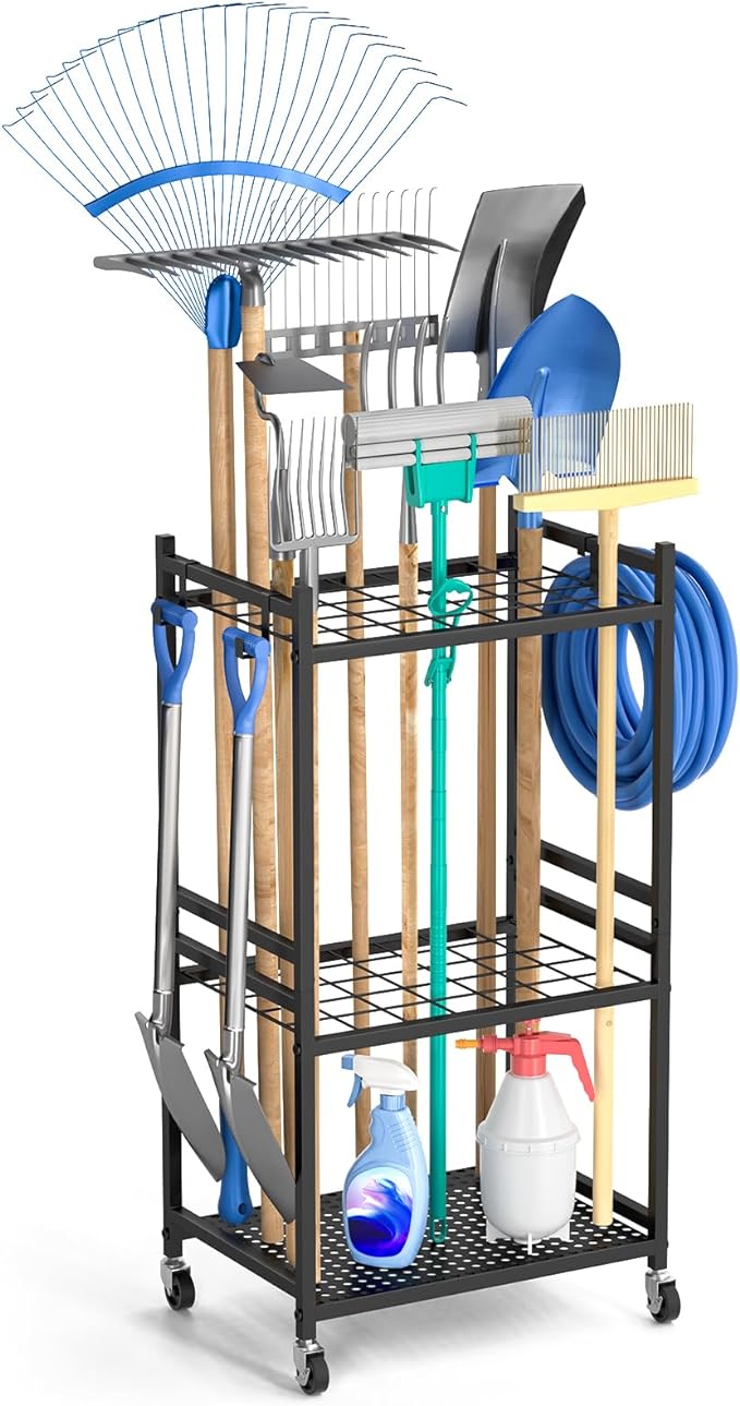 Garden Organizer With Wheels, Yard Tower Rack by DAOUTIME
