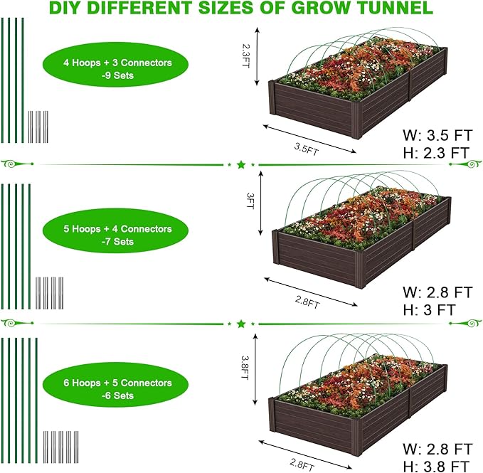 Garden Hoops for Raised Beds Row Cover, Flexible Fiberglass DIY Hoops for - Image 3