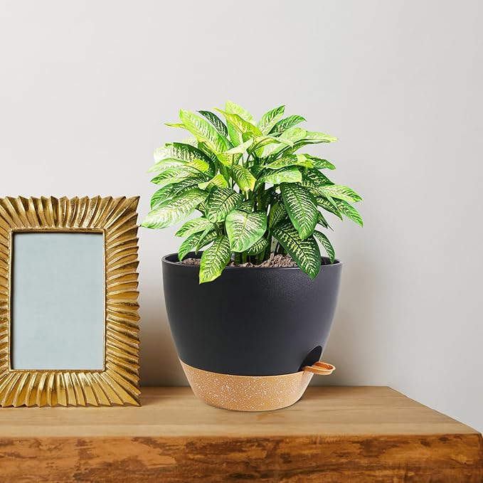 10 inch Self Watering Pots, 2 Pack Plastic Planters - Image 7