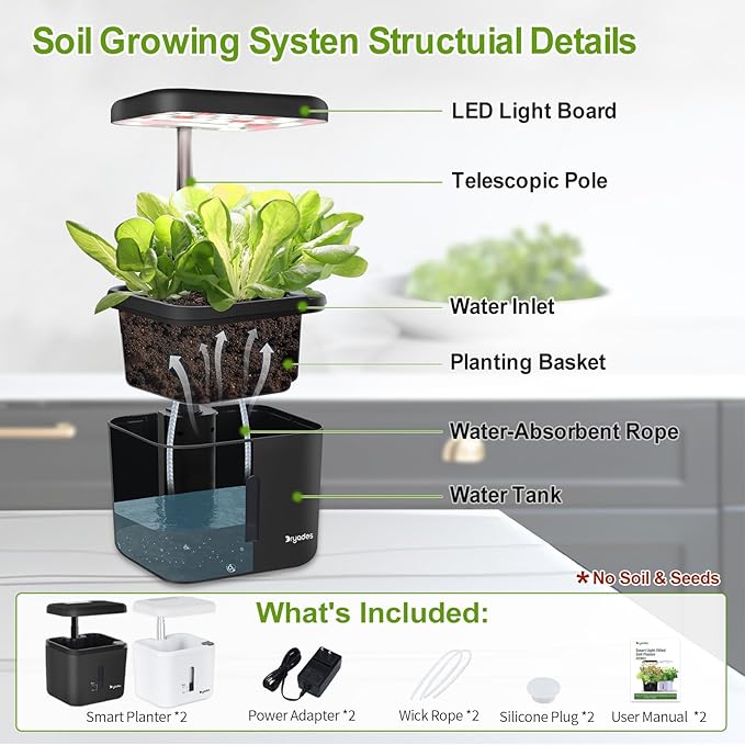 2 PACK Plant Pots Indoor Garden Planter Growing Systems Small Smart Soil - Image 6